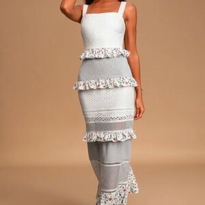 Lost in lunar dress lulus Florance White Multi Eyelet Tiered Maxi Dress